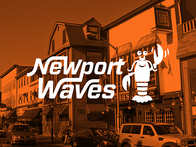 Newport Waves bike illustration lobster logo newport nice roll wave