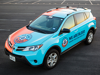 We Are Blood: Fleet Vehicles billboard car charity community donation family identity logo