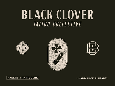 Tattoo Collective Branding black branding clover custom irish lettering luck tattoo tattoo artist tattoo collective tattoo shop tattoo studio typography