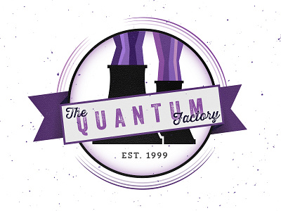 The Quantum Factory badge print purple speckled texture vector
