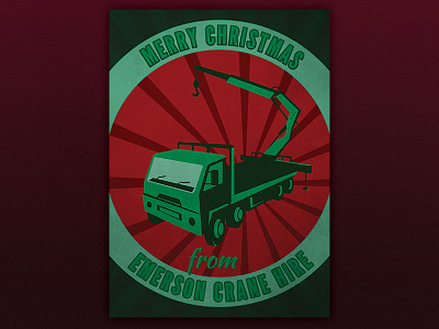 Christmas Card for Cranes #2 a5 card christmas crane destroyed green league gothic print red script truck vehicle