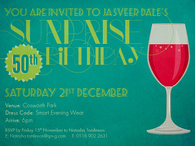 Birthday Invite 50th birthday emerald futura invitation invite league gothic party port seaside typography wine