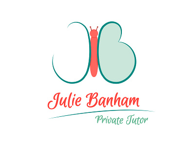JB Butterfly Logo illustration logo pastel primary school teacher teaching tuition tutor vector