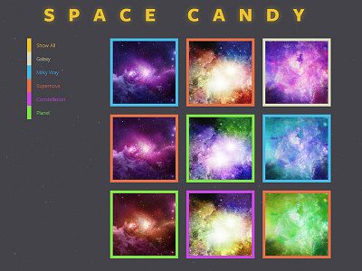 Space Candy freight sans pro galaxy interface milky way neon sort space supernova ui web