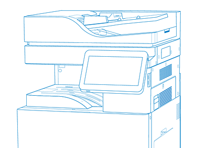 Printer blue drawing illustrator line paths printer tech technical vector