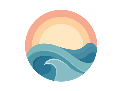 Serene sea icon logo pastel relax seascape serene vector