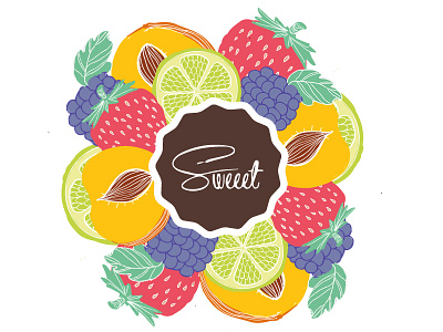 Sweet Logo and Fruits brand candy fruit logo shop sweet