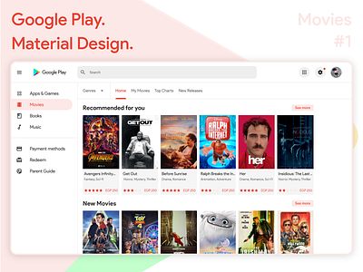 Google Playstore Material Design ( Exploring Movies )