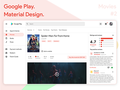 Google Playstore Material Design ( Movie Details ) adobexd desig material design ui ux web