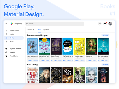 Google Playstore Material Design ( Exploring Books ) adobexd design material design ui ux web