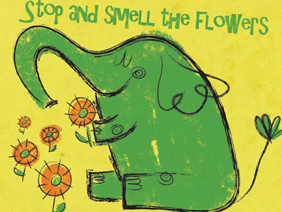 Stop and Smell the Flowers elephant flowers retro