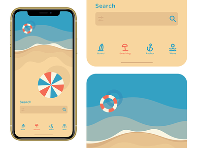 Beach app app beach icons ui ux