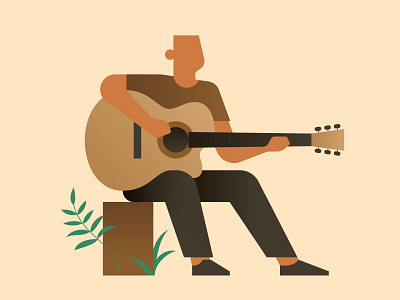 Quarantine Illustration 3 - Guitarist acoustic character guitar guitarist music nature outdoor plant tree tree bark