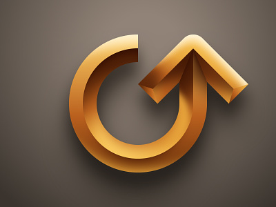 Arrow 3d arrow icon illustration logo monogram mural realistic recycle refresh sign skeuomorphic symbol up vector
