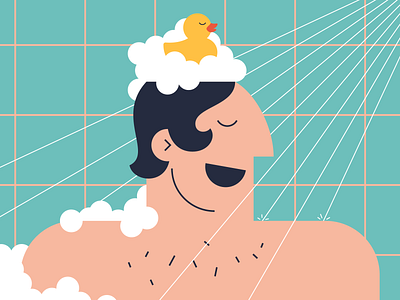 Shower Guy 2d duck duckling flat guy illustration minimal morning shower soap vector