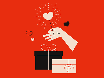 Gift 2d box flat gift graphic design hand heart illustration magic present