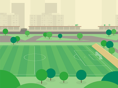 Soccer Field ball design field fifa football green illustration minimal soccer tree vector