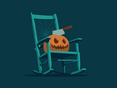 Happy Halloween chopping knife cobweb halloween knife pumpkin rocking chair spider web