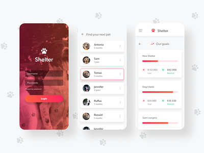 Shelter Web App UI Design Concept adopt animal animal care animals app cats dogs pet pets ui ux web