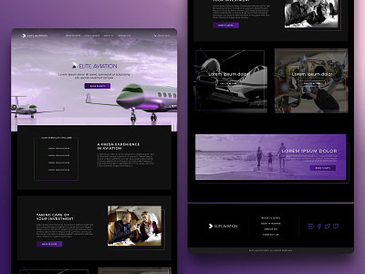 Elite Aviation Landing Page UX/UI design landing page ui ux web