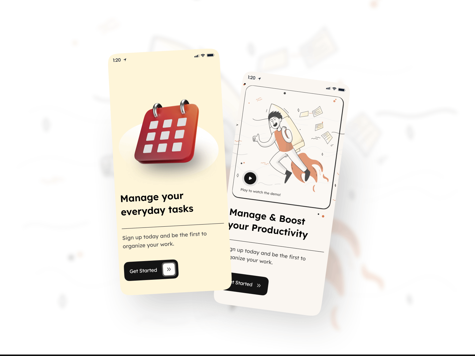 Mobile Onboarding Design for Project and Task Manage App | UIUX 3d animation application branding design file manage graphic design ill illustration marketing minimal mobile app modern onboarding product design project manage task manage todo app todo list ui