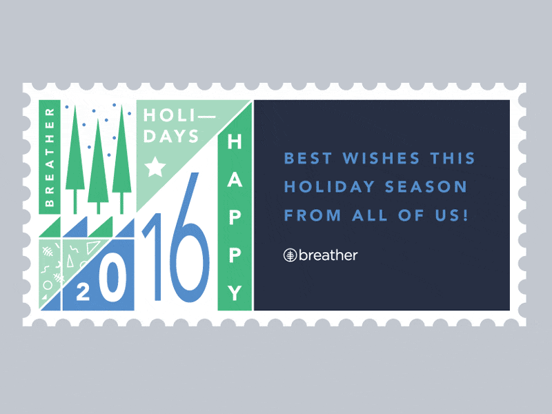 Happy Holidays from Breather 2016 best wishes breather christmas gif graphic design holidays stamp