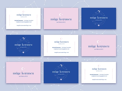 Müge Koyuncu Astrology — Business Cards astrology business cards graphic design moon stars