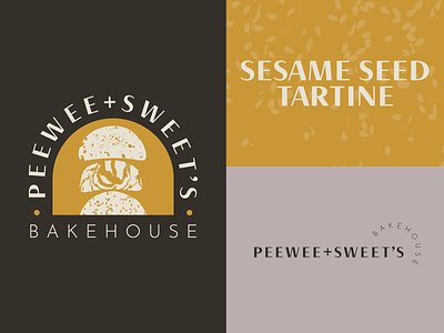 PEEWEE+SWEET'S Outtake baked goods bakery brand design branding bread gold logo logo design natural neutral texture yellow