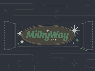 Milky Way candy bar chocolate galaxy lines linework mid century milky way packaging space stars warm up