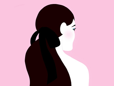 Black Bow blush bow brunette digital emilysearle eyes hair illustration ipad pink procreate
