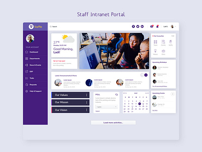 Sharing a Staff Intranet Portal I did for a client… dashboard design landingpage photoshop staff ui userinterface ux