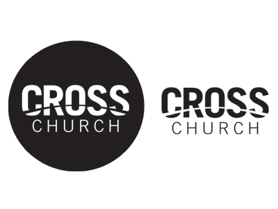 Cross Church Logo across black and white christian church circle cross jesus logo