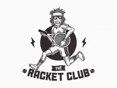 Racket Club hand drawn illustration logo music sport tennis