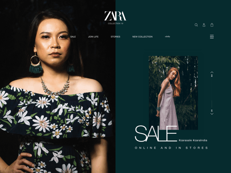 Zara Re-Design Concept Animation animation apperal clean clothing design ecommerce fashion gif home india landing minimal motion prototype sale transition typography ui ux web zara