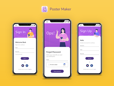 "Ga՛ther" Poster Maker app illustration logo ui ux