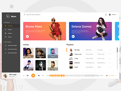 Dashboard adobe app artist branding clean dashboard design illustration music music app player ui playlist profile design sketch type ui ux vector web website