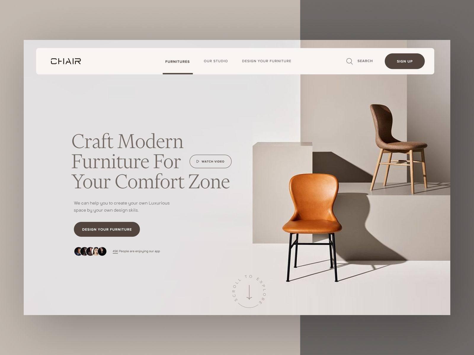 Header Concept for Modern Furniture by 17Seven for 17Seven on Dribbble