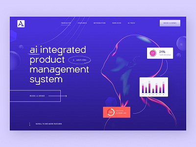 Header concept for AI integrated product management system 17seven ai concepts design header product ui ui design user experience visual design