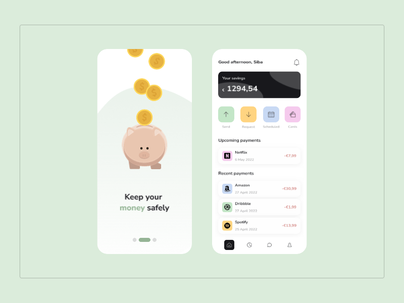 Bank App animation app bank bankapp design illustration minimal money motion graphics principle ui vector