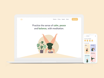 Meditation Website & App app design illustration meditation responsive ui ux website yoga
