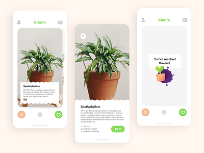 Bloom - Tinder for Plants #DesignSlices app app design design designslices illustration plant plant app plant illustration plant shop