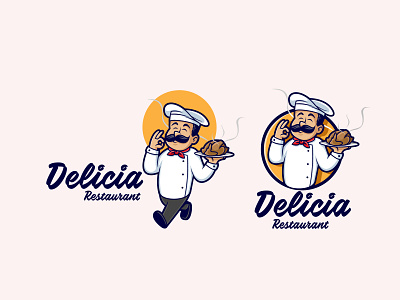 Chicken Chef Restaurant chef chef logo chicken chicken logo restaurant retro design retro logo