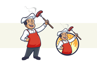 Barbaque chef chef logo chef mascot retro retro cartoon retro chef retro design retro logo