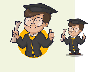 Graduate Master Illustration animation branding business mascot cartoon design graduate illustration logo man mascot retro retro design retro logo youngboy