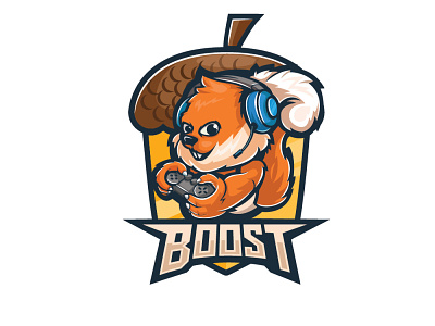 Work For Client : Boost Gaming animal business mascot cartoon e sport esport logo gamers gaming logo illustration squirrel