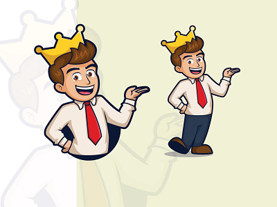 Business King Mascot Illustration branding business king business man business mascot design illustration king mascot man illustration man woth tie retro cartoon retro design retro logo ui vintage