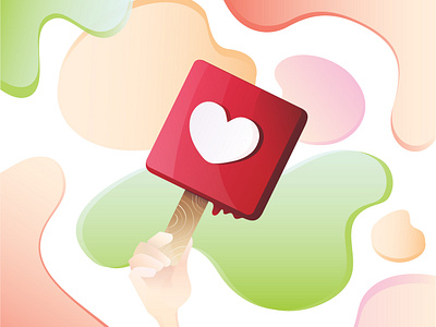 Ice Cream blobs colorful design design facebook gradient hand heart heart shaped icecream icon illustration instagram like likes modern popsicle slick summer vector web