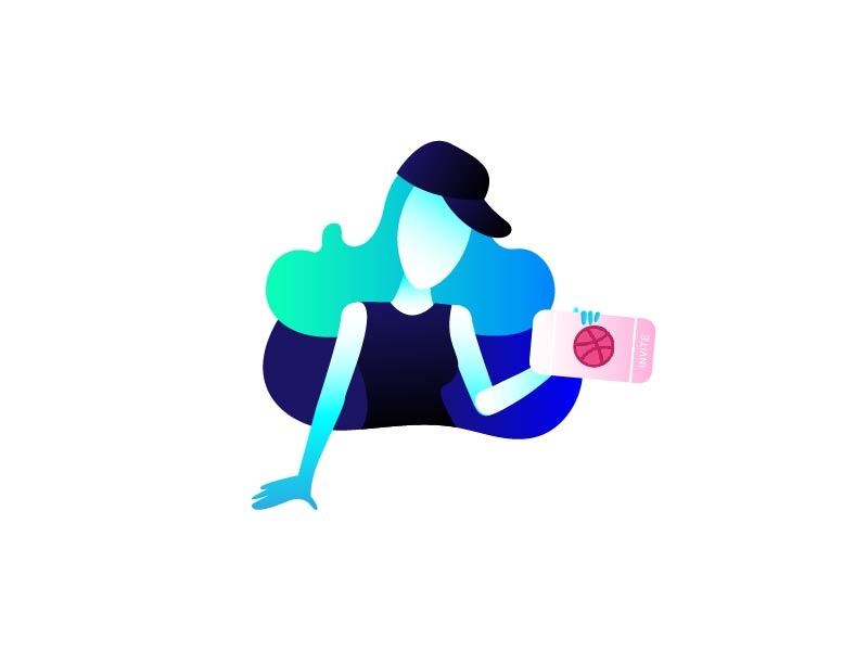 One Dribbble Invite icon motiongraphics mobile adobe illustrator dribble invite girl design ux blobs modern gradient ui vector illustration colorful design dribbble invitation dribbble best shot dribbble ball dribbble invite