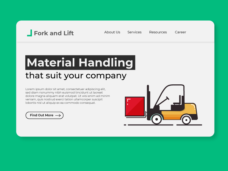 material handling company landing page