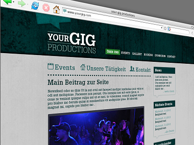 Your Gig Productions screendesign ui webdesign
